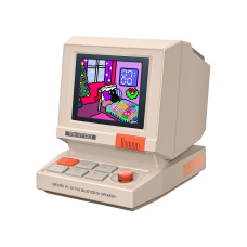 Divoom MiniToo Retro PC-Style Computer Speaker, Smart Pixel Screen with DIY Faces, Bluetooth & USB Audio, Alarm/White Noise Clock, Desk Setup Gift for Bedroom, Office & Gaming